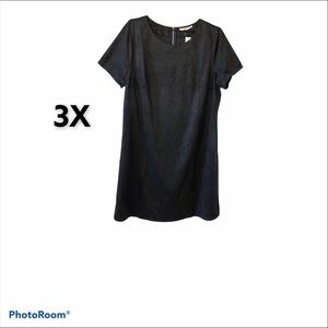 3X Francesca’s women’s black Dress  Black Shift knee length short sleeve cute